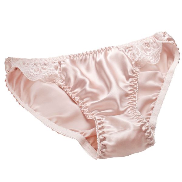 

women pure silk panties 100% silk briefs for lady underwear with lace ing, Black;pink
