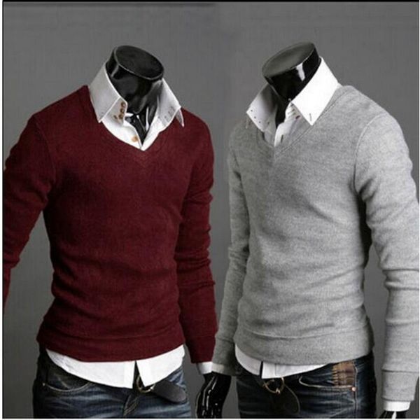 

2018 sweater men christmas jumper casual knitted v neck pullover pull homme long sleeve sweaters, White;black