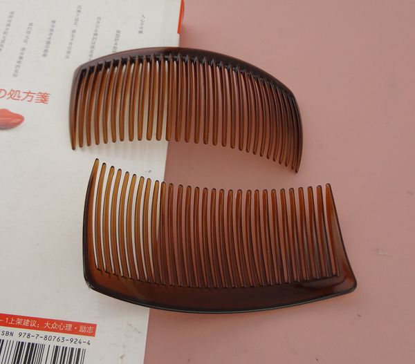 

10pcs 5.0cm*10.5cm 29teeth dark brown plain plastic hair combs for diy hair accessories,side combs for bridal hair jewelry, Golden;white