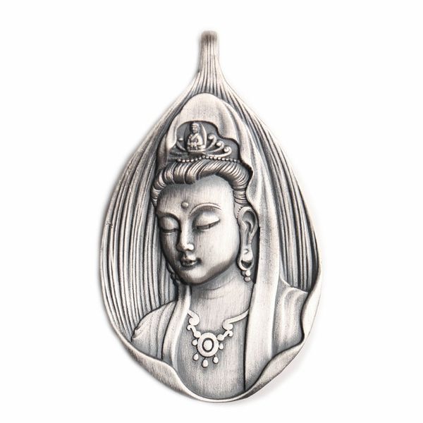 

2018 new gunyin buddhism 999 sterling silver pendant necklace female vintage ethnic fine jewelry pendant for gift