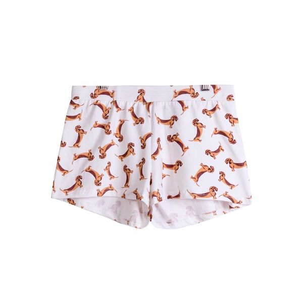 

wholesale- add pink add size xs bigger size made cute shorts women dachshund print elastic waist knitted stretchy shorts xs-xl b6701, White;black
