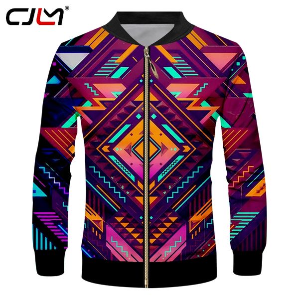 

cjlm colored polygon man zip jacket 3d full printed geometric diamond chinese style large size zipper ing, Black;brown