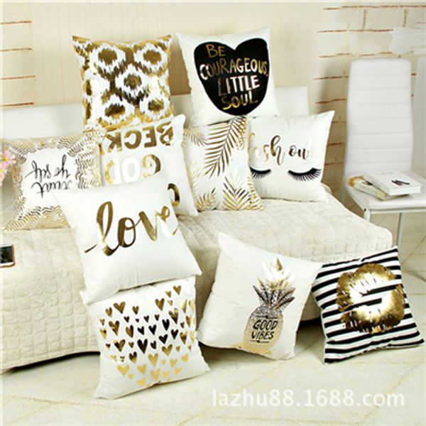 

bronzing pillowcase cushion gold printed pillow case comfortable soft sofa cushions car pillow cover home decor 10 styles yfa03