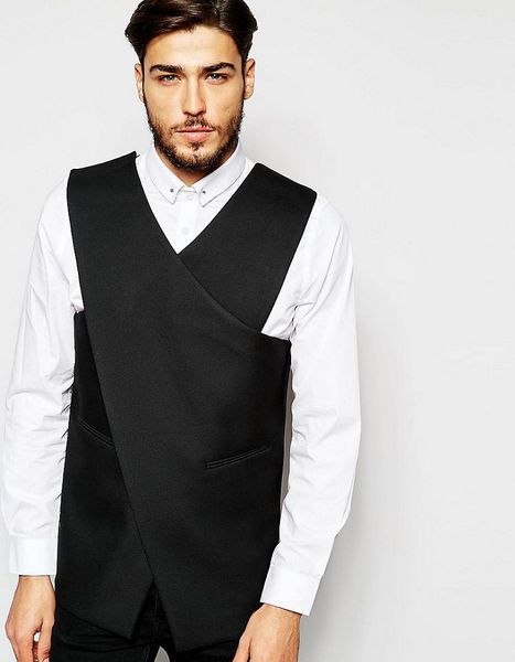 

2018 new design longline waistcoat custom made vest for man 's clothes waistcoat and leisure vest 1 pcs, Black;white