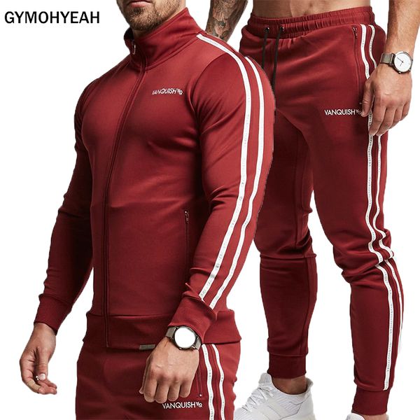 

gymohyeah brand brand sporting suit men suit men hoodies sets mens gyms sportswear jogger male tracksuit sets, Gray