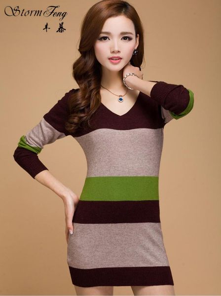

womens sweaters fashion autumn winter knitting sweater cashmere mujer dresses sueter women pullovers stripes t171072, White;black