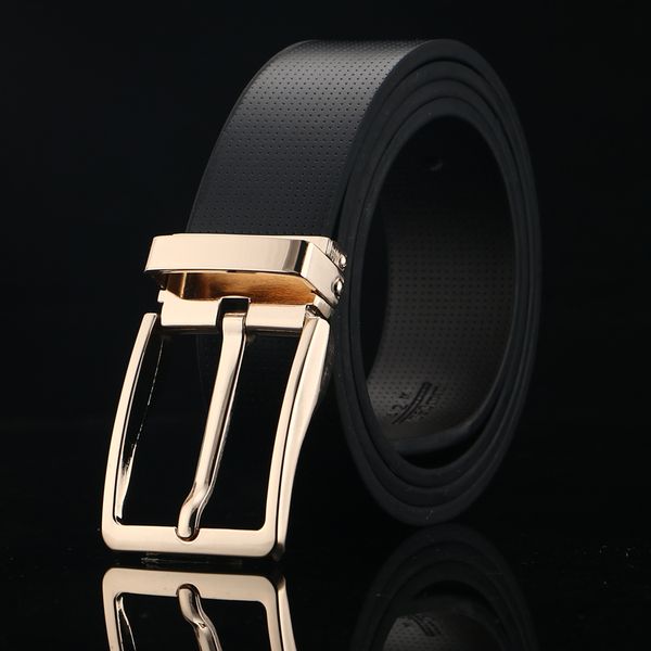 

2018 men belt black gold pin buckle genuine leather belts for men brand strap male fancy jeans cintos waist single pron, Black;brown