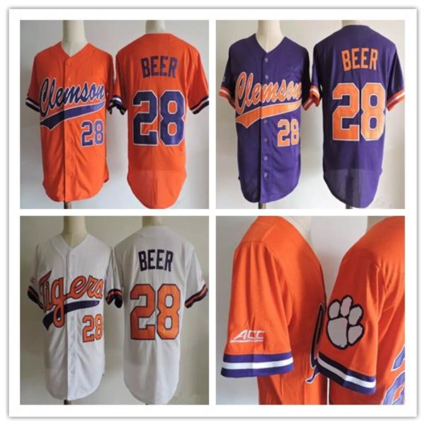 

Clemson Tigers Seth Beer College jerseys World Series Baseball Jersey Jack Leggett Khalil Greene mens NCAA ACC Clemson Tigers Jersey