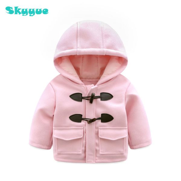 

toddler trench coat 2018 new winter autumn fashion hooded warm thick girl coat horn buckle windbreaker pink, Camo