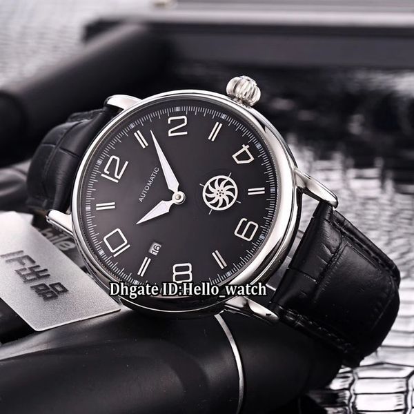 

дешевые новые 42 мм черный циферблат автоматическая независимая секундная стрелка мужские часы 316l стальной кожаный ремешок высокое качеств, Slivery;brown