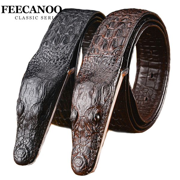 

Fashion men's belt Crocodile pattern Genuine leather belt Business casual simulation crocodile alligator head gift for men