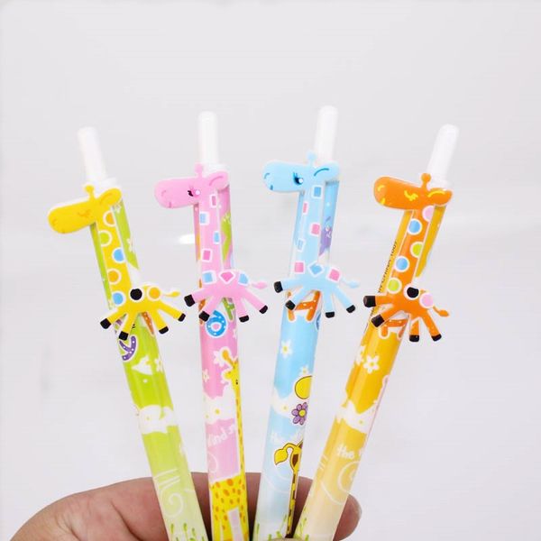 

ellen brook korea 4 pieces stationery cute cartoon kawaii giraffe school office supplies press ballpoint pens, Blue;orange