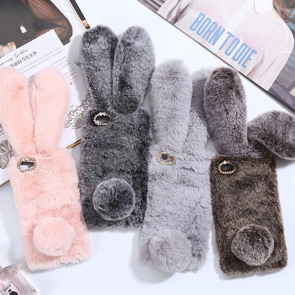 

for iphone x xr xs max case 3d rabbit ears furry fluffy iphone 7 warm case for iphone 6 6s 8 plus phone case
