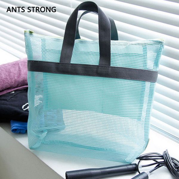 

ants strong hand-held mesh travel wash bag/storage organizer storage bag clothing sorting pouch beach bag handbag grid tote
