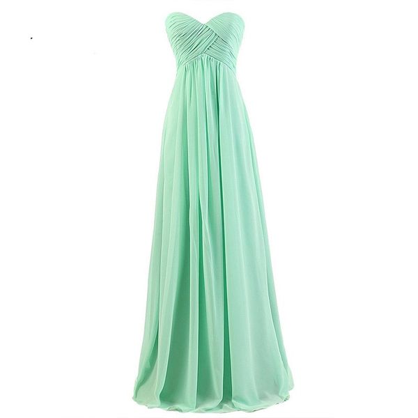 Vestidos de Dama de Honra com Desconto Sem Mangas A-Line Menta Verde / Vermelho / Organza / Azul Marinho / Cinza / Coral Chiffon Vestidos de Dama de Honra