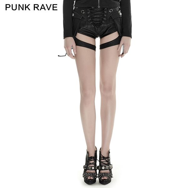 

2017 new~punk rave summer street style shorts tight pu women fashion k1, White;black