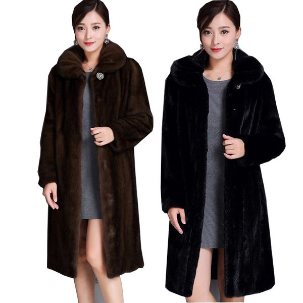 

2018 imitation mink coat, female long fur, winter big code, Black