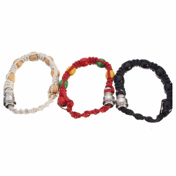 Bracciale per pipa da fumo con perline per sneak a toke, discreta pipa da polso con schermo rasta in legno per fumare 0C