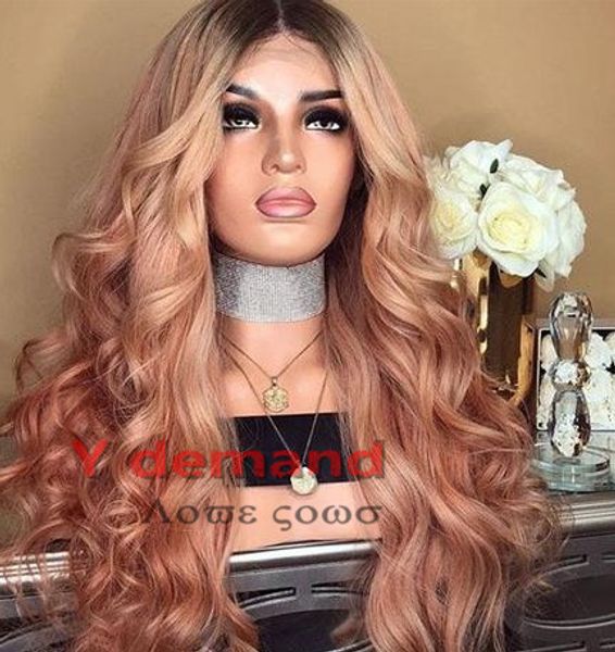 

fashion synthetic wigs long wavy ombre pink hair for women cosplay party curly wig 26 inch, Black