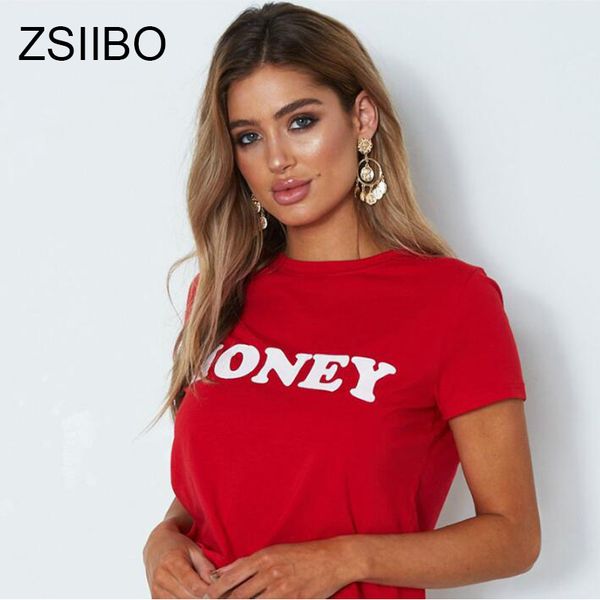 

zsiibo мед письмо печатных хлопок футболки держать сенсорный рубашка женская 2018 лето шею harajuku tumblr мода женская рубашка, White