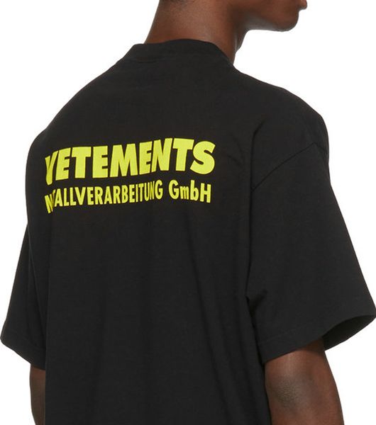 

18ss VETEMENTS флуоресцентный желтый письмо логотип тройник женская пара высокое качес