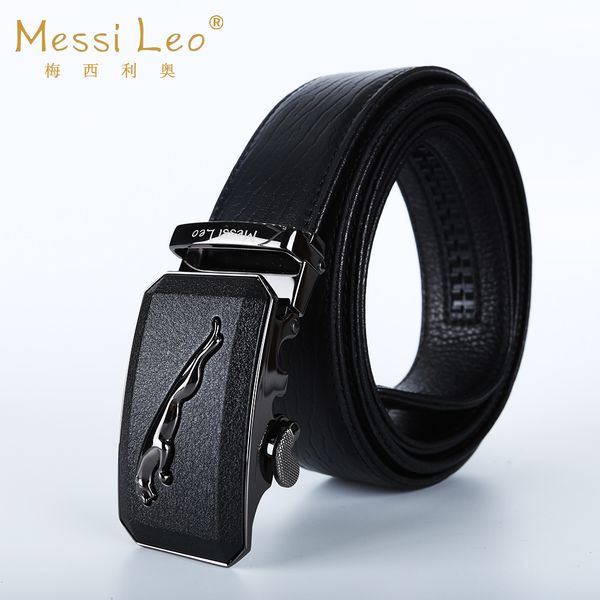 

messi leo cowhide genuine leather belts for men brand strap male automatic buckle vintage jeans belt, Black;brown