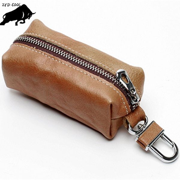 

zyd-cool key holder genuine cow leather key case zipped pouch keychain auto car cases bag, Red;blue