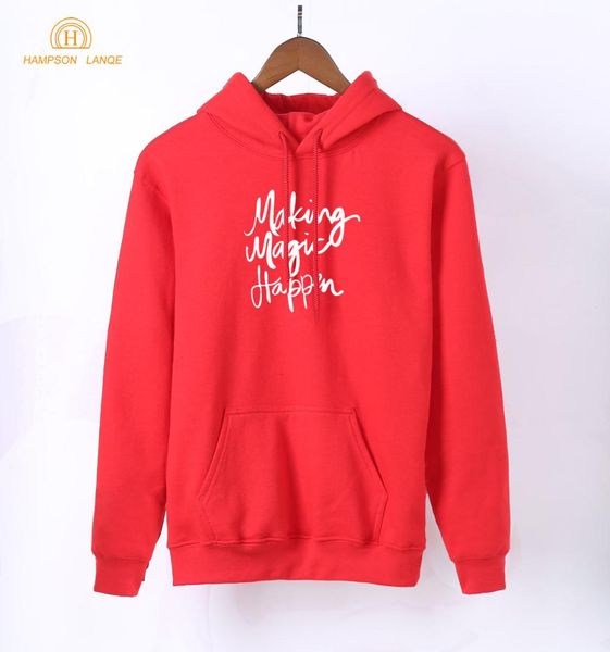 

2018 spring kawaii sweatshirts making magic happen slogan print women's tracksuit k- black white gray pink red hoodies