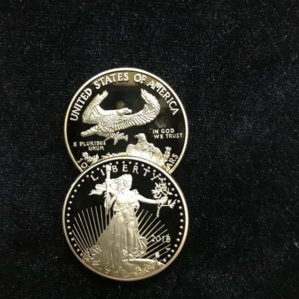 

100 pcs non magneitc in god trust om 2018 real gold plated liberty souvenir coin 32.6 mm in diameter american decoration coin