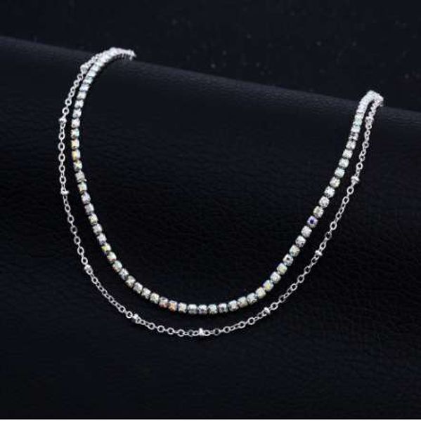 

summer trendy anklets silver color double chain crystal barefoot jewelry for women colorful beach foot anklet leg bracelet, Red;blue