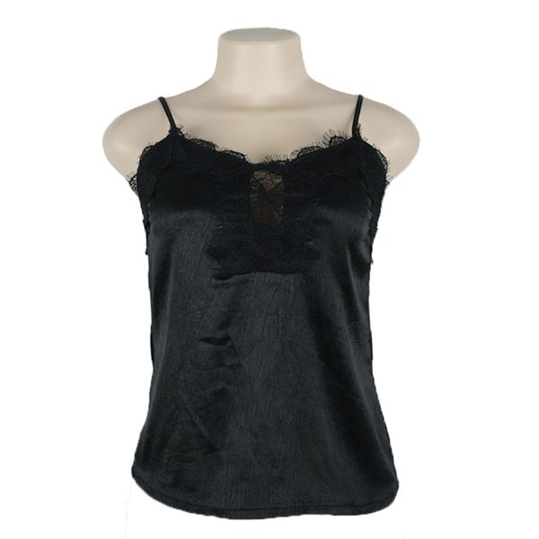 

solid black tank women autumn strap lace female satin slip crop summer ladies silk camisole cropped blue, White