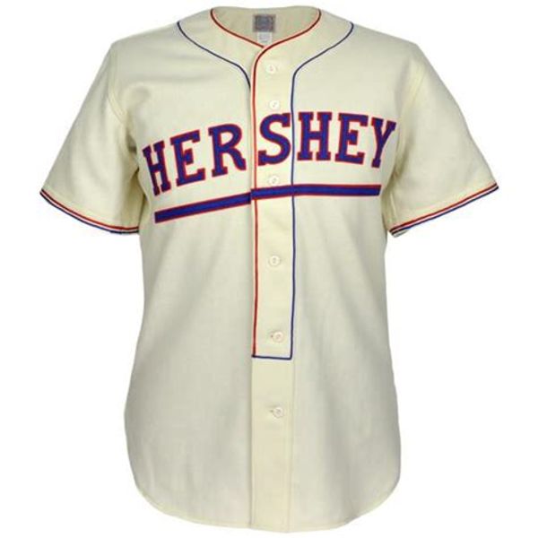 

Hershey 1956 Home Jersey 100% Stitched Embroidery Logos Vintage Baseball Jerseys Custom Any Name Any Number Free Shipping