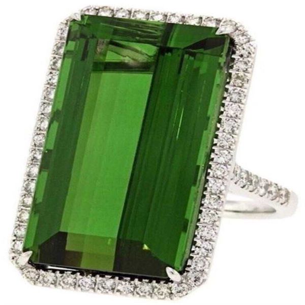 

vintage dark green stone rings for women wedding gift silver rings princess luxury jewelry bague femme man anillos mujer o3/c146, Golden;silver