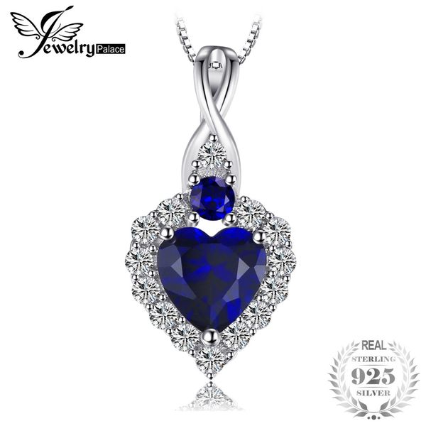 

jewelrypalace classical heart-shape 0.9ct created sapphire pendant real 925 sterling silver romantic jewelry not include a chain