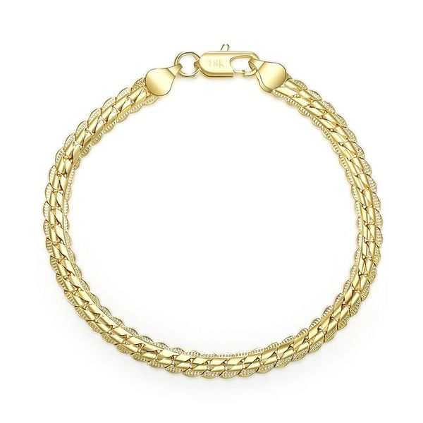 Atacado Barato 18 K Real Banhado A Ouro 5 MM Cadeia Cobra Pulseira Pulseiras de Comprimento 20 CM Moda Jóias Para Homens e Mulheres Frete Grátis