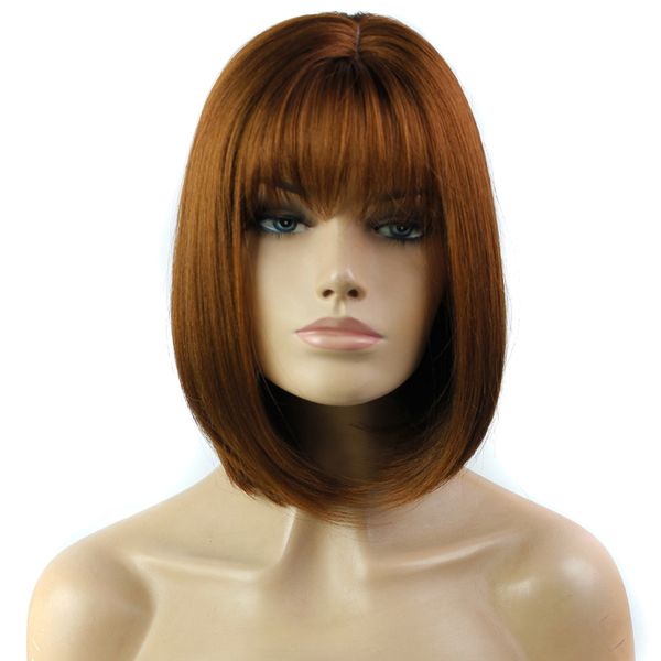 14 Short Bob Straight Hair With Neat Bangs Wig Ladies Hair Band
