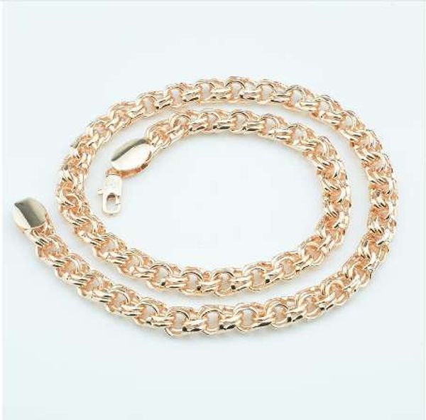 

6mm 8mm men women boys hip hop double rolo link chain 585 gold color filled necklace fashion jewelry 59cm, Silver