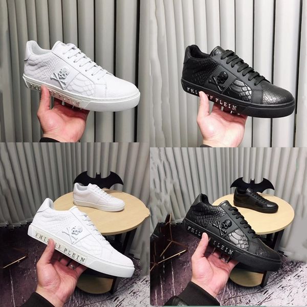 

2018 men running shoes men genuine luxury brands the skeleton the crocodile grain leather casual sneakers dress shoes, Black