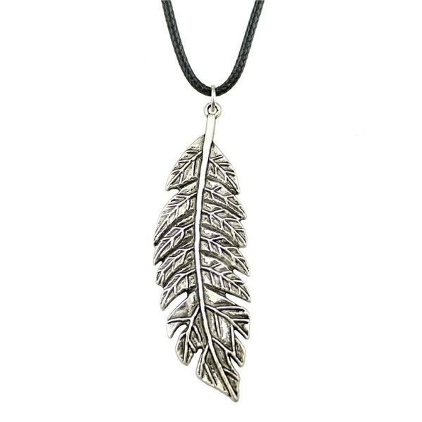 

wysiwyg 5 pieces leather chain necklaces pendants choker collar hand made necklace men large leaves 71x22mm n6-b12883, Golden;silver