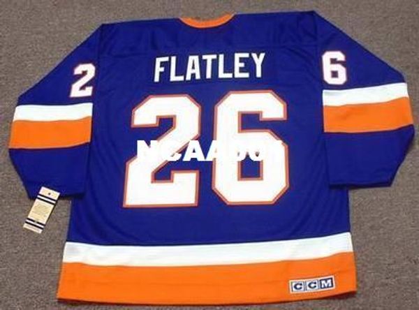 

men #26 pat flatley new york islanders 1993 ccm vintage retro hockey jersey or custom any name or number retro jersey, Black;red