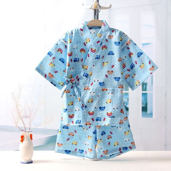 

kids japanese kimono suits children cotton pajama sets traditional japanese yukata child lounge bathrobe sleepwear 121402, Red