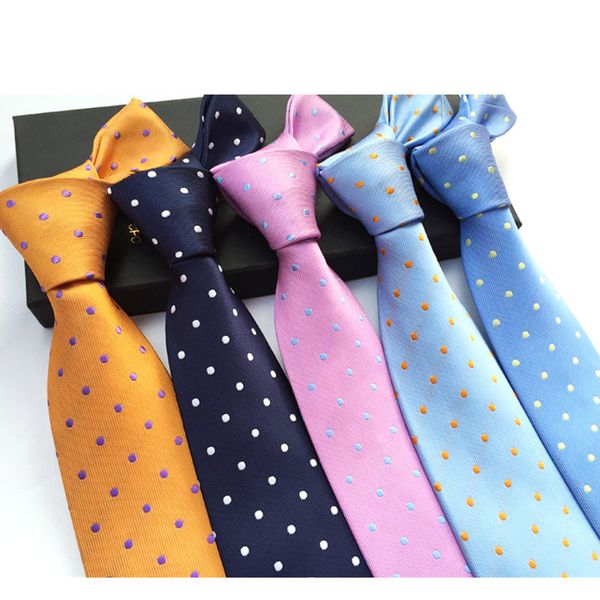 

jbersee mens ties silk tie slim business wedding necktie blue ties men polka dot for men gravata 8cm ld8057, Blue;white