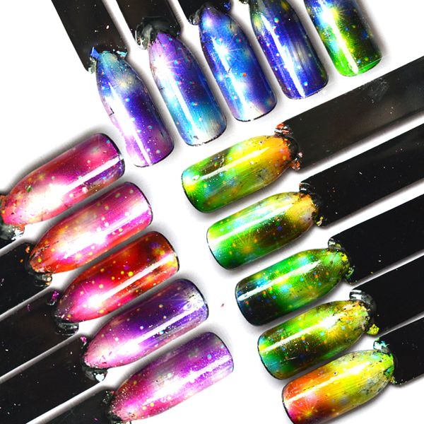 

16pcs starry sky laser gradient nail art transfer foil sticker decal diy tips glitter holo paper decoration manicure tool ji448, Black