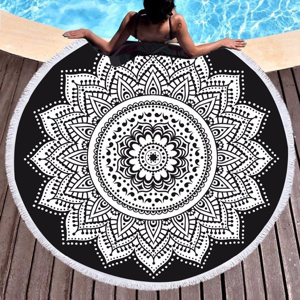 

mandala beach towe large bath towel thicking round printed microfiber fabric towel tapestry yoga mat blanket 600g yj55