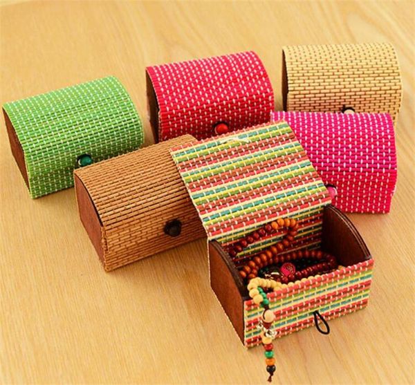 

bamboo wooden storage boxes high capacity case cute bamboo jewelry box wooden storage case organizer for necklave ring earring, Black;white