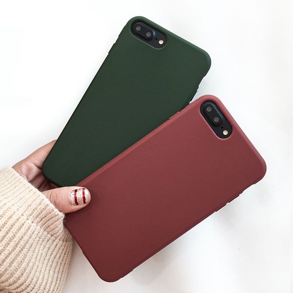 

Для iphone X XS Max XR 8 7 6 6S Plus 5 5s SE Wine Red Темно-зеленая задняя крышка Мягкий чехол ТПУ