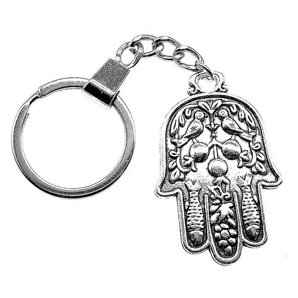 

6 pieces key chain women key rings couple keychain for keys hand with eye food 48x30mm, Slivery;golden