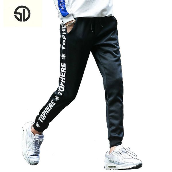 

big size 5xl 2018 new fashion leisure tracksuit bottoms sweat pants mens striped classic cotton outwear breathable casual pants, Black