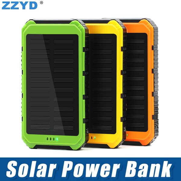 

ZZYD Portable 4000mAh Solar Power Bank Dual USB External Battery Pack Waterproof Led Charger For iP 7 8 Samsung S8 Note 8