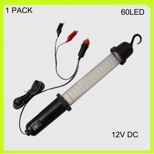 

1 pack 3w 12v handheld 60 led work lamp luz trabajo led emergency light cigarette plug and clamps camp car emergency garage